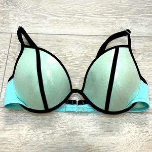 VICTORIA’S SECRET Shimmer Black Trim Bra—Size 34D—